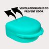 Ortho Technology 2 Pack of Retainer Cases, Dentures, Mouth Guards, and other Accessories. With Vent Holes Write-on I.D. Area, Secure Snap Closure (Green)
