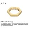 sourcing map G1/4 Pipe Fitting Hex Lock Nut Locknut Female Threaded Fastening Thin Nut for Plumbing Fixed, Brass 4Pcs