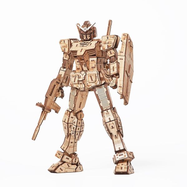wa-gu-mi RX-78 Gundam Mobile Suit Gundam Bamboo 3D 3D Puzzle DIY Craft Kit - Paper Puzzle Perfect as a Gift for Boys and Adults who like Gunpla and Plastic Models, 3D Art
