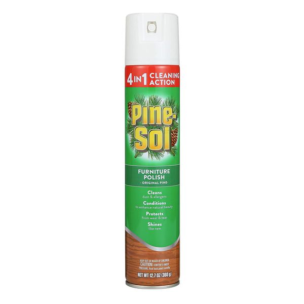 Pine-Sol Furniture, Polish 4in1 Cleaning Action Wood Polish Spray Wood Polish Spray for Your Cleans Conditions Protects and Shines Ounces Original Pine Scent, Yellow, Lemon, 12.7 Fl Oz