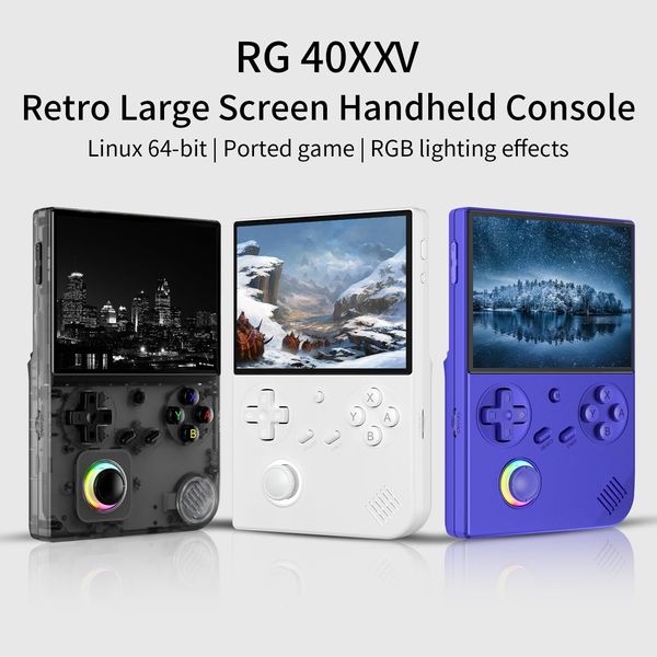 RG40XX V Handheld Game Console with RGB Colorful Joystick Lighting, 4" IPS Screen Linux System, Built in 3200mAh Battery 64 Card & 6000+ Games