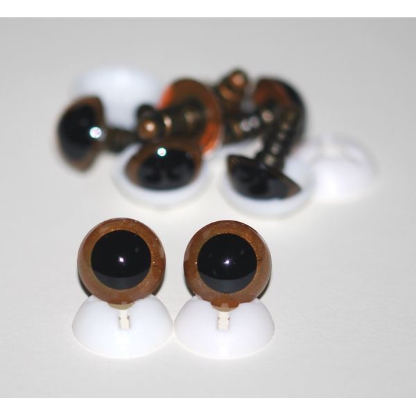 celloexpress Pack of 4 Pairs - GLASS LIKE Light Brown Eyes with Plastic Backs - 18mm - Safety Eyes for Soft Toy or Teddy Bear Making