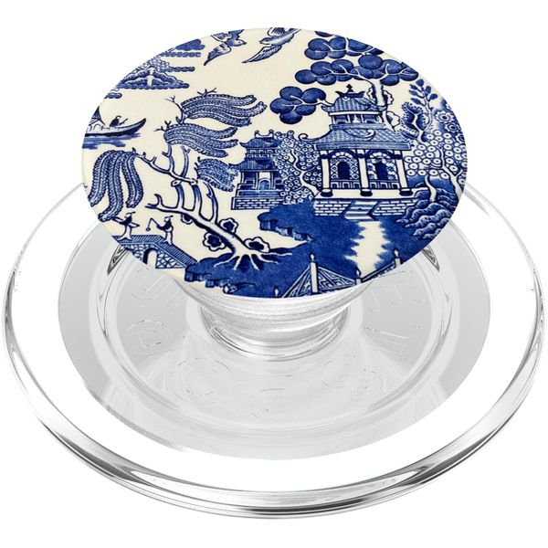 Blue Willow, Asian Pattern, chinoiserie PopSockets MagSafe PopGrip for iPhone