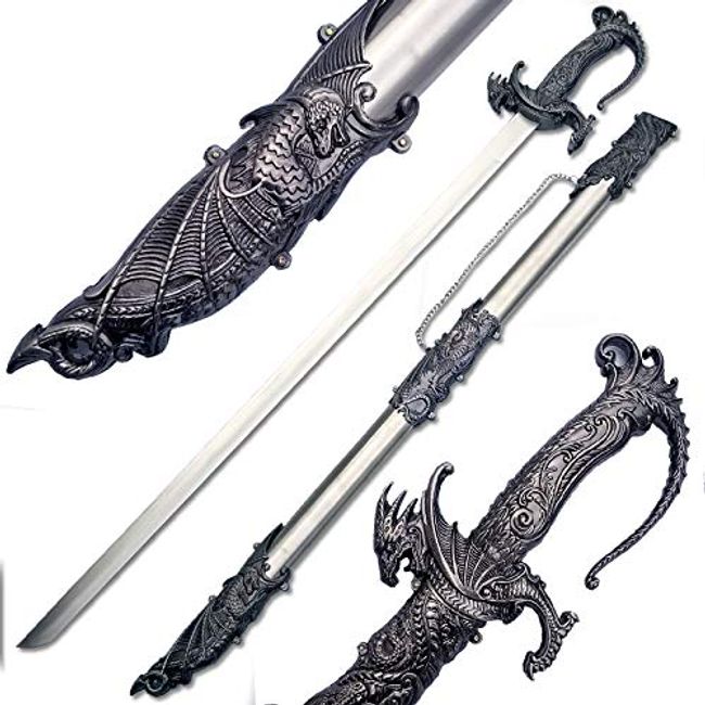 Ace Martial Arts Supply Saint George Dragon Saber Fantasy Medieval Knight Sword, 36-Inch/Large