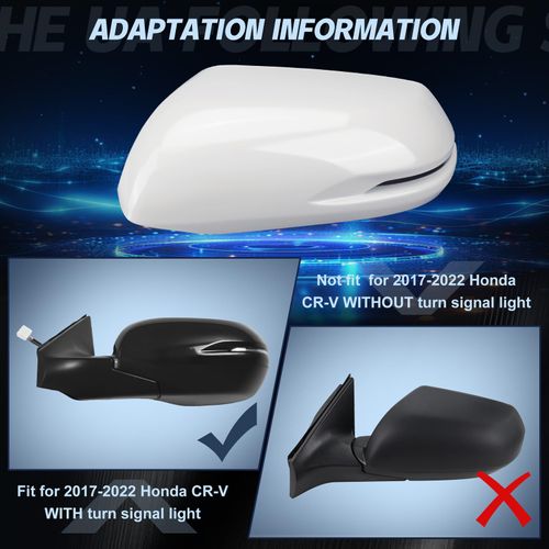 White #NH-603P Left Driver Side Mirror Cap Cover Compatible with Honda CRV 2017 2018 2019 2020 2021 2022 with Turn Signal, Not fit for 2017-2022 CRV without Turn Signal Light