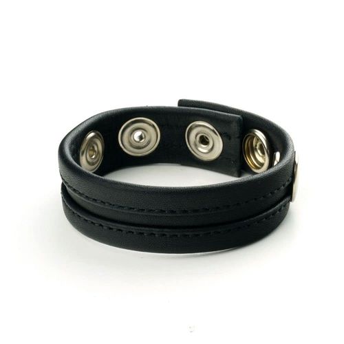 Prowler RED Leather Cock Strap with Snap Fasteners in Black