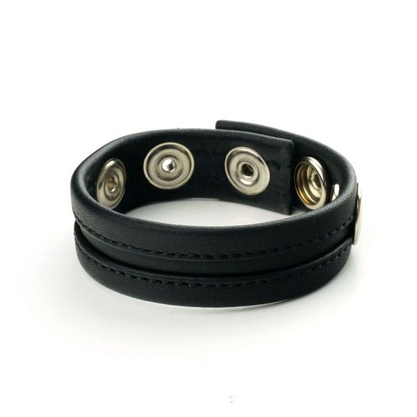 Prowler RED Leather Cock Strap with Snap Fasteners in Black