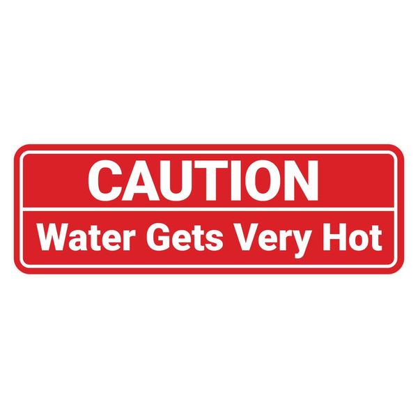 Standard Caution Water Gets Very Hot Sign (Red) - Large 1 Pack