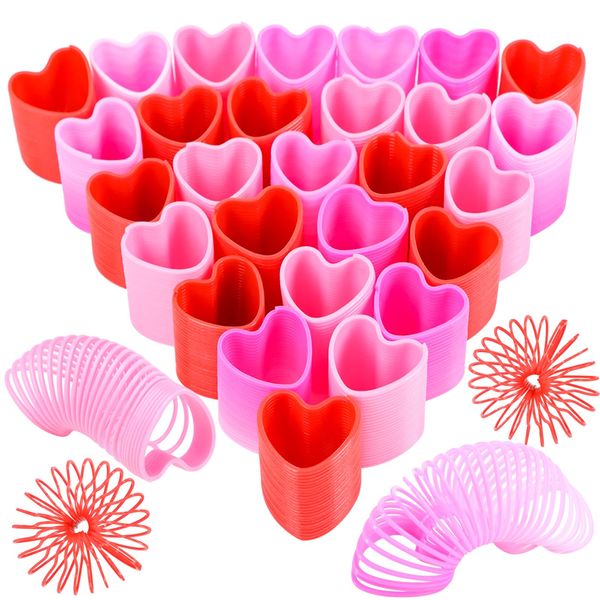 FOIMAS 30pcs Valentine's Day Party Favor Spring Coil Toy Heart Coil Spring Fidget Stress Toy for Valentine's Day Gift Exchange Classroom Game Prize