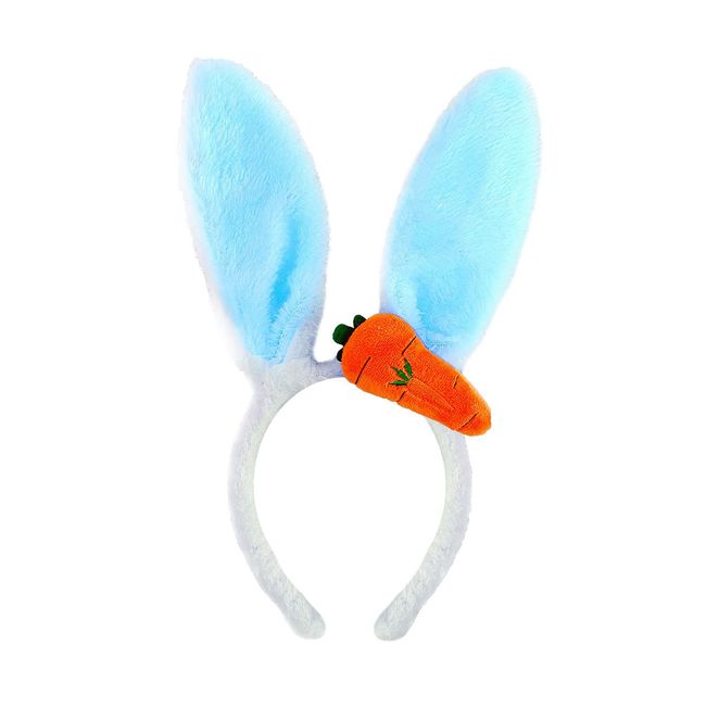 Rabbit Ear Headband Bunny Carrot Hair Band Party Hair Accessories for Girls Women Birthday Party New Year Wedding Gift (Blue)