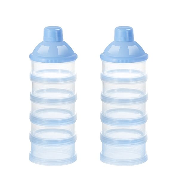 Accmor 2pcs Formula Dispenser On The Go, 5 Layers Stackable Formula Container for Travel, Baby Milk Powder Kids Snack Container, BPA Free, Blue