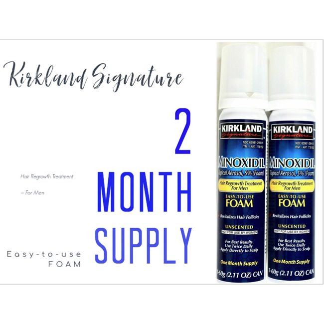 Kirkland Signature Men's 5% Minoxidil Hair Regrowth Topical Aerosol Foam 2 Month