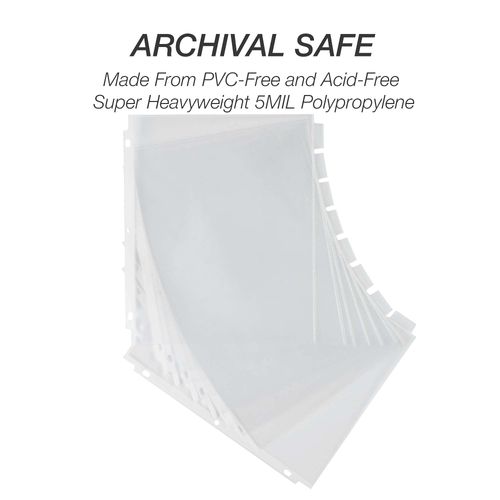 Samsill 8 Tab Recipe Dividers, Recipe Sleeves, Sheet Protector Dividers, with Tab Inserts, Clear, Super Heavyweight, Top Loading, 3 Hole Punched for Standard Letter Size Binders, Archival Safe