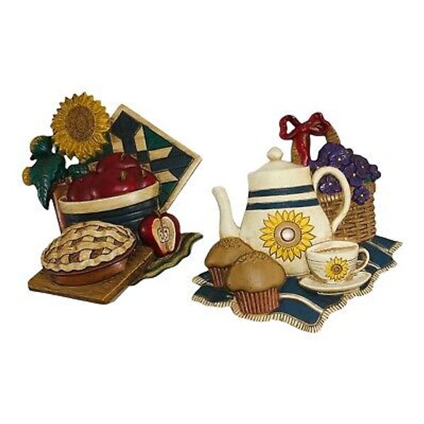 Home Interior 3D Apple Pie Muffin Bakery Tea Coffee USA Wall Deco Set 3373 1B 2B