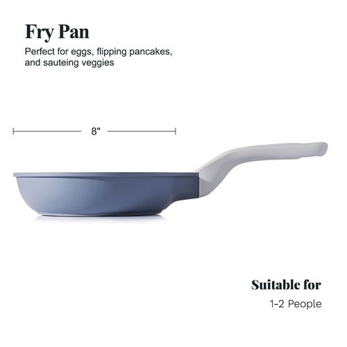 PRICUSIS Nonstick Ceramic Frying Pan, 8/10/12 Inch Non Toxic Skillet, Healthy Egg & Omelet & Chef's Pan, PTFE PFOA & PFAS Free, Induction Compatible (8-Inch, Gray)