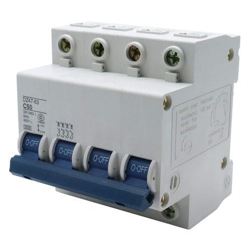 Xiaoyztan Miniature Circuit Breaker, AC 400V 50Amp, 4P DIN Rail Mount, Thermal Magnetic Trip MCB for Household Appliance Circuit Security Protection (C50 Rating)