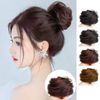 Fuyunohi お団子ウィッグ ウィッグ お団子 ゴム式 シュシュ ポイントウィッグ つけ毛 髪飾り おしゃれ 人気 結婚式 七五三 成人式 卒業式 和装 着物 浴衣 普段使い ウィッグ レディース ボリューム 装着 簡単 自然感(直、ダークブラウン)
