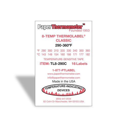 8-Temp Thermolabel Classic 290-360°F Temperature Label Pack of 16 Labels