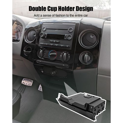Dashboard Cup Holder Insert with Ash Tray Fit for Ford F150 2004 2005 2006 2007 2008 Replace 6L3Z-1504810-AA 6L3Z1504810AA, Black