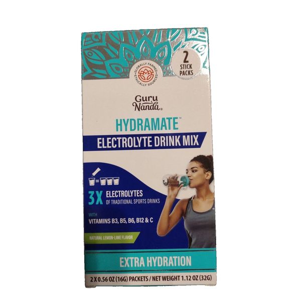 Guru Nanda Hydramate Electrolyte Lemon-Lime Drink Mix Packets 2ct