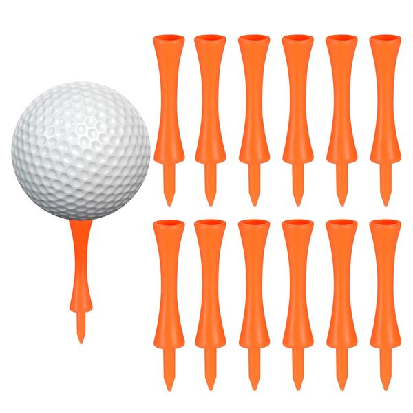 Zocipro 100Pcs 70mm Plastic Golf Tees, Durable Castle Golf Tees, Suitable for Golf Driver, Golf Practice Mats and Golf Plastic Balls (Orange)