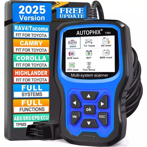 For Toyota All System OBD2 Scanner Diagnostic Scan Tool EPB TPMS BMS Oil Reset