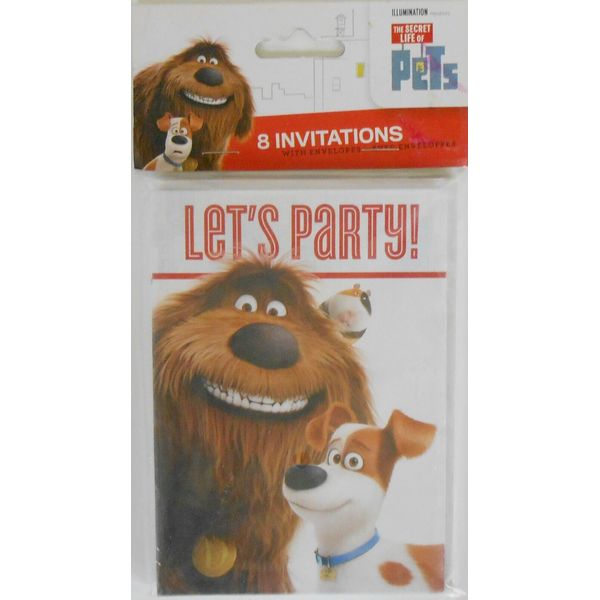 Party Invitations THE SECRET LIFE OF PETS 8 Pk Cards Birthday Supplies