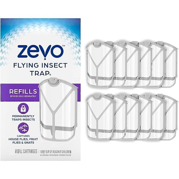 Zevo Flying Insect Trap Refill Cartridges, Fly Trap, Fruit Fly Trap (12...