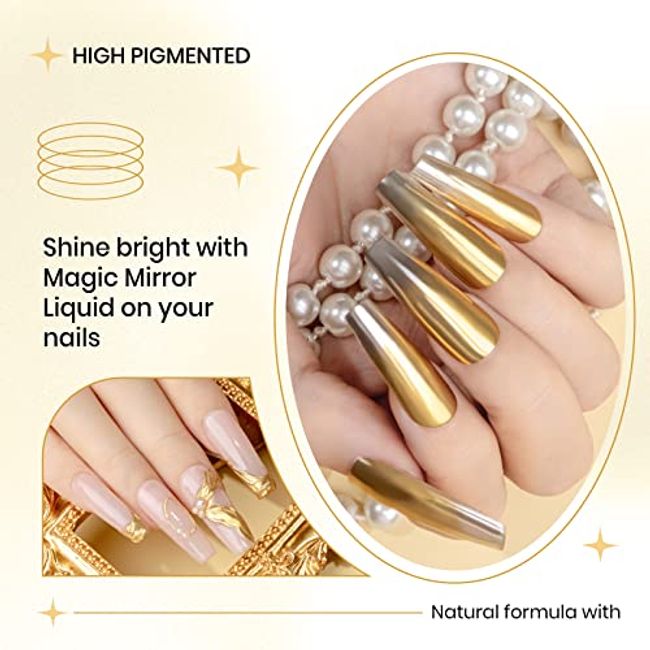 Nail Polish Liquid Nail Glitter Chrome Pigment Magic Mirror Powder Manicure  US