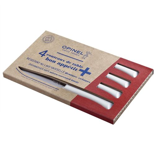 Opinel, Bon Appetit Medium Table Knife, Set of 4, Light Grey, Blue