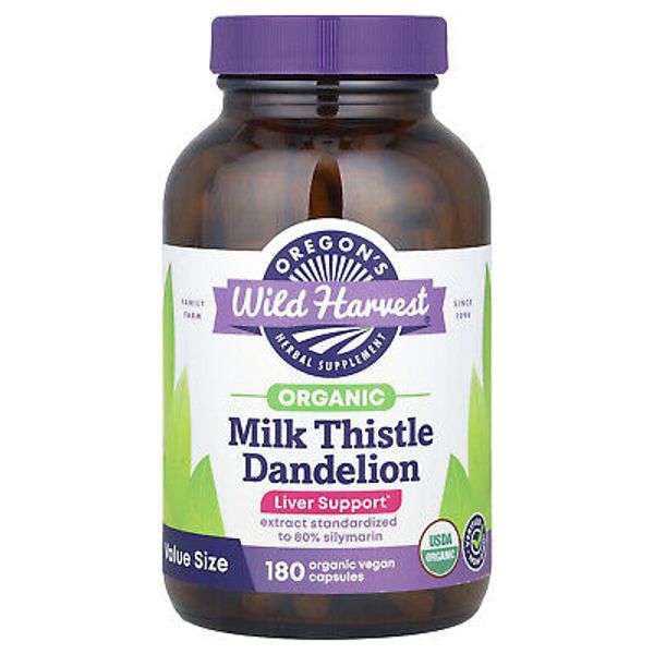 Organic Milk Thistle Dandelion, 180 Vegan Capsules