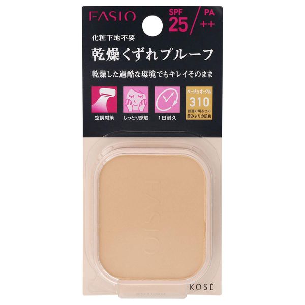 Fasio Powerful Stay Moist Foundation 310 Refillable Skin Tone from Normal Brightness Yellowness, 0.4 oz (10 g)