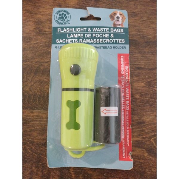 Pet Waste Bag Dispenser LED Flashlight + Disposable Dog Poop Bags (NEON)& Black