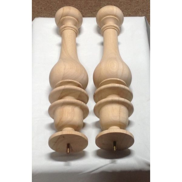 2 FN16 16-inch Tall Wood Bedpost Finials Made From Maple 3-1/4" Base 5/16" Screw