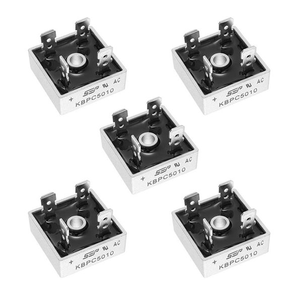 Bridgold 5pcs KBPC5010 Bridge Rectifier Diode,50A 1000V Single Phase,Full Wave 50 Amp 1000 Volt Electronic Silicon Diodes,Through Hole 4-Pin