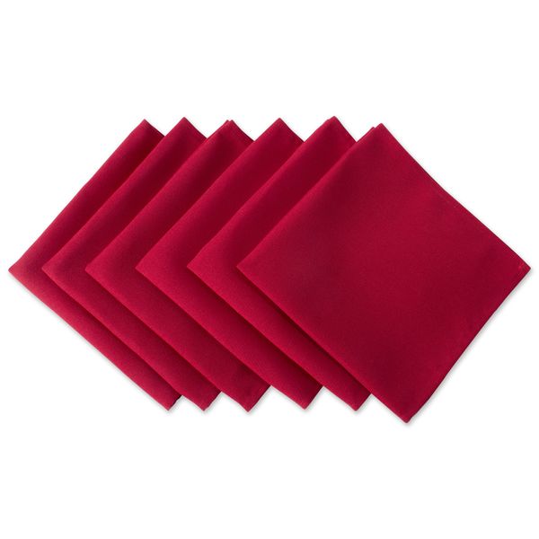 DII 100% Spun Polyester Table Top Collection, Napkins, 18x18, Red, 6 Piece