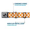 Buckle-Down Checker White/Tan Orange Dog Collar Bone, Large/15-26"