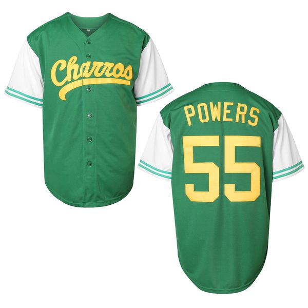 Villa Kenny Powers Baseball Jersey #55 Myrtle Beach Mermen Stitched Men Movie Baseball Jersey Blue Green (55 Powers Green, XXX-Large)