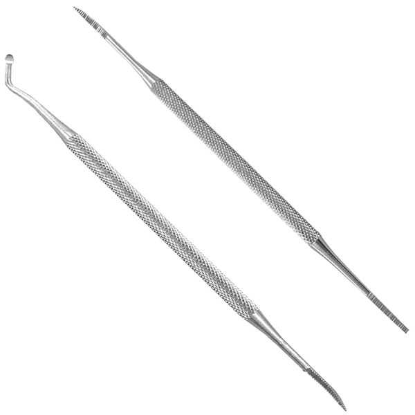 Nail Scalp Remover Ingrown Nail File Ingrown Nail Sonde Stainless Steel Rust Resistant Anti-Slip Easy to Disinfect Cuticle Cutter Ingrown Toenail/Thick Toenail/Toenail Care Nail Care Curved Straight Double Head Nail File Set of 2