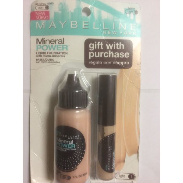 Maybelline Mineral PowerFoundation NATURAL IVORY  WITH MINERAL CONCEALER IVORY.