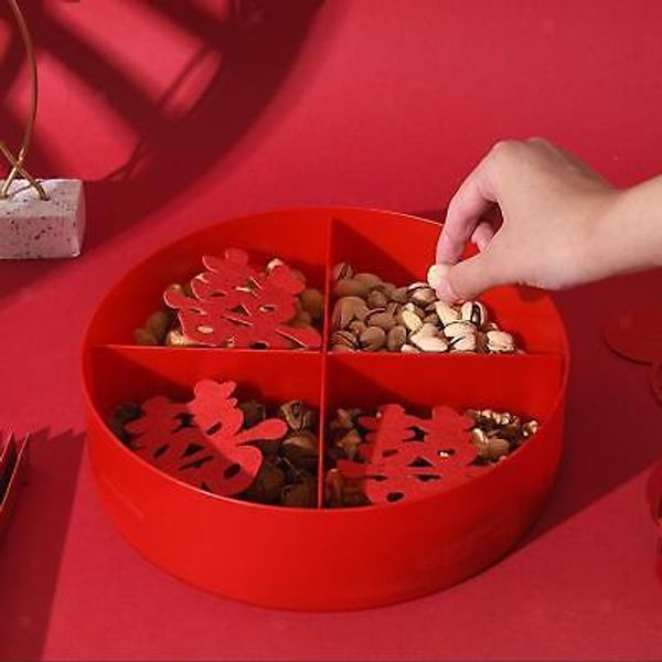 Divided Serving Tray with Lid Container for Chinese New Year Wedding Party