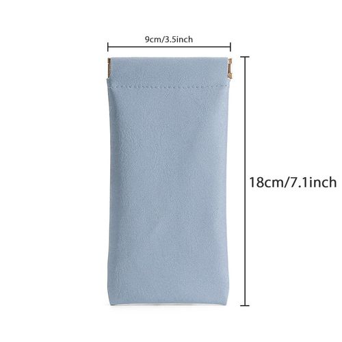 Ldirect 3 Pack Leather Eyeglasses Cases PU Soft Sunglasses Pouch Squeeze Top Portable Glasses Cases for Men Women (Pink Blue Green)