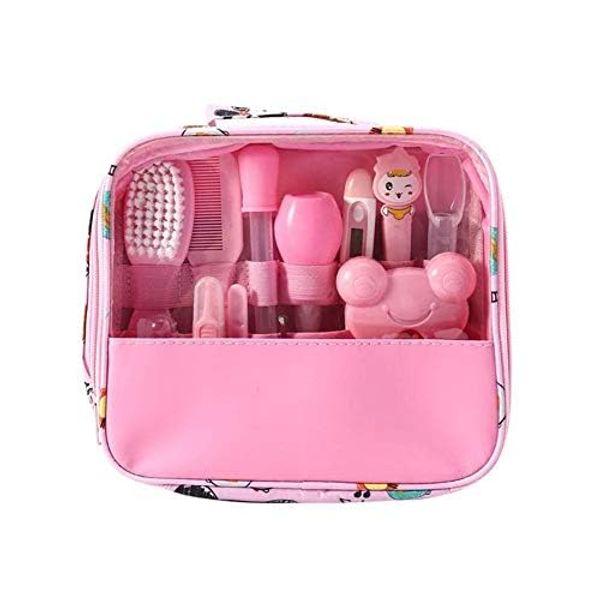 Moonvvin Baby Care Kit 13pcs/Set Newborn Grooming Set Essential Healthcare Accessories for Travelling Home Use with Carry Bag (Pink)