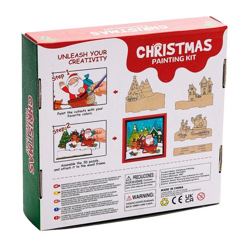 Fun Express 3D DIY Christmas Wood Puzzle Painting Kit, All in One Kids Craft Kit, Stocking Stuffers, Holiday Gifts, Kids Activities for Holidays