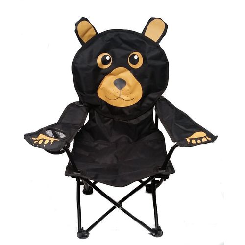 Wilcor Kids Folding Camp Chair with Cup Holder and Carry Bag - Black Bear