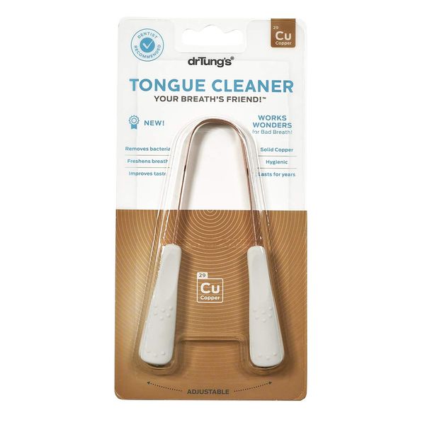 DrTung’s Tongue Cleaner, Copper Tongue Scraper, Tongue Cleaner for Adults, Kids, Easy to Use Comfort Grip Handle