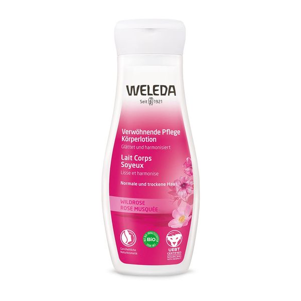 Weleda Wild Rose Body Milk N, 6.8 fl oz (200 ml), Moisturizing, Fresh, Rose Scent, Naturally Derived Ingredients, Organic Body Cream