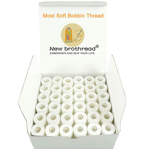 New brothread 144pcs White 60S/2(90WT) Prewound Bobbin Thread Plastic Size A SA156 for Embroidery and Sewing Machine Polyester Embroidery Thread Sewing Thread