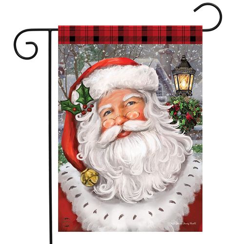 Checkered Santa Christmas Garden Flag Lamp Post 12.5" x 18" Briarwood Lane