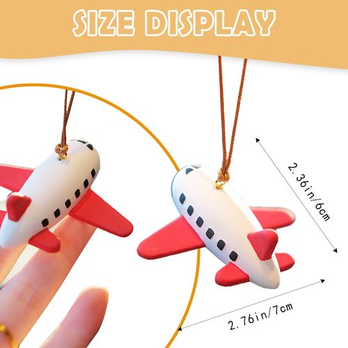 Airplane-Shaped Car Hanging Ornament – Pendant Decoration, Essential Oil Diffuser, and Rearview Mirror Hanging Accessory (White and Red)